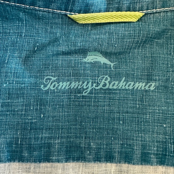 Tommy Bahama linen button down in turquoise, XL - Picture 4 of 8